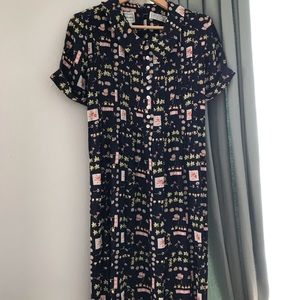 vintage karin stevens floral maxi dress